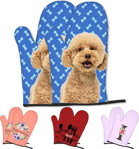 Vista 17 de Manoplas de horno personalizadas con nombre y foto, resistentes al calor y a la intemperie, para amigos y familia, como regalo de cocina, horneado