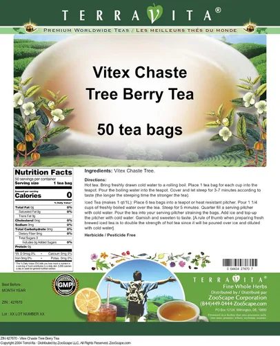 Vista 2 de Vitex Chaste Tree Berry Tea (50 bolsitas de té, ZIN: 427670)