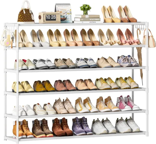 Vista 10 de LUKYTOWER Zapatero Largo de 2 Niveles Organizador de Almacenamiento de Zapatos Organizador de Zapatos Ancho Apilable Estantes para Armario, Entrada
