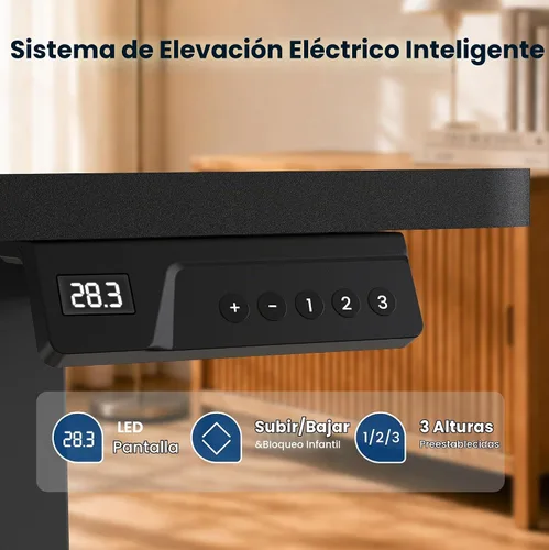 Vista 5 de Escritorio eléctrico de pie de 35 x 20 pulgadas, escritorio compacto de altura ajustable para espacios pequeños, estación de trabajo ergonómica