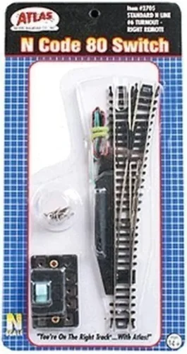 Vista 2 de N Code 80 Nickel Silver #6 Interruptor remoto Right Atlas Trains