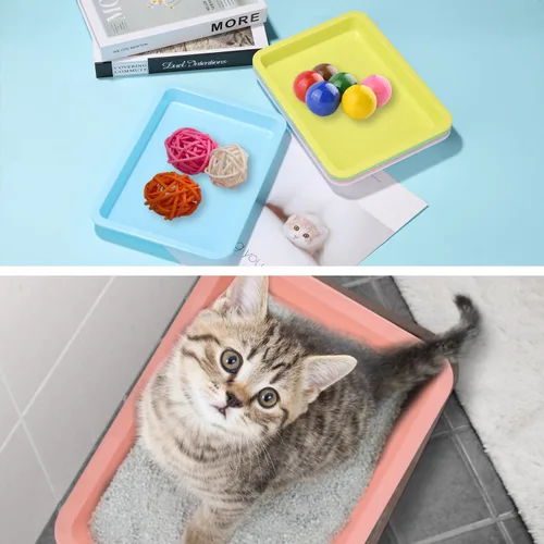 Vista 7 de TOYMIS 5 bandejas y sartenes de plástico para gatos de interior (5 colores)