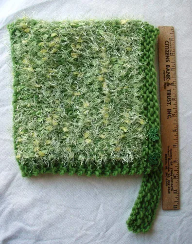 Vista 6 de Green Pixie Hat Fuzzy Wool Hand Knit Elf Hood Unique Handmade Womens Ladies Warm Winter Cap