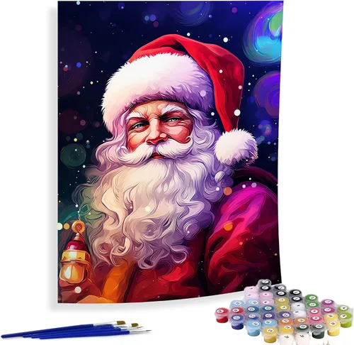 Vista 20 de Diymood Pintura por números para adultos, Navidad, pintura al óleo de muñeco de nieve, kits de pintura acrílica por números para niños, adultos