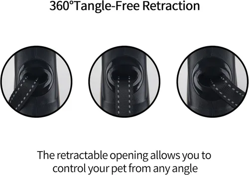 Vista 5 de Correa retráctil para perro de 16 pies, sin enredos de 360°, resistente para perros de hasta 66 libras con mango antideslizante, correa de paseo