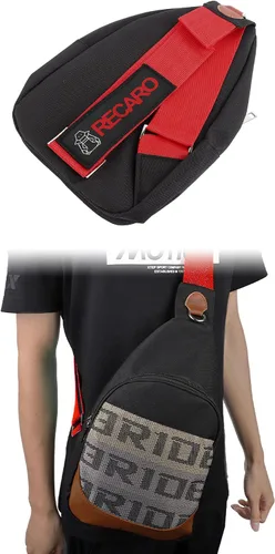 Vista 2 de BRIDE - Mochila cruzada de pecho RECARO con hombro rojo, Negro