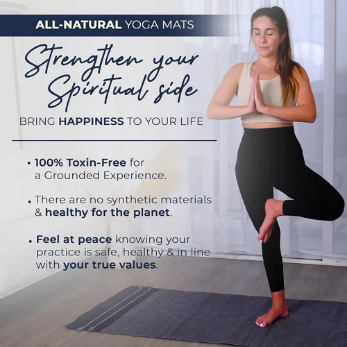 Vista 2 de Y O Gayo Tapete de Yoga Orgánico Hecho a Mano fabricado con 100% Algodón Orgánico Tapete de Yoga - Alfombra de Yoga Natural para Ejercicio