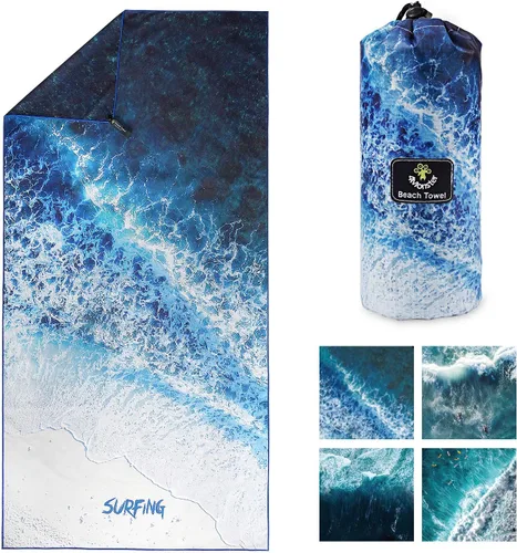 Vista 40 de 4Monster Toalla de playa de microfibra de secado rápido, toalla de viaje ligera súper absorbente para nadadores, toalla de camping sin arena 14