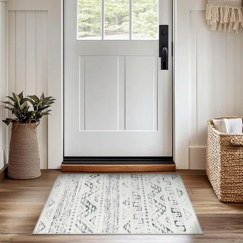 Vista 74 de jinchan - Tapete de pasillo marroquí de 2 x 6 pies con líneas, bohemio, lavable, para cocina, suave, geométrico, de lana sintética, antideslizante