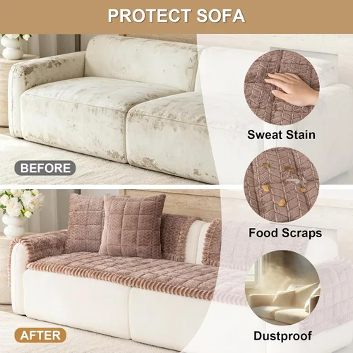 Vista 8 de Funda de sofá lavable para perros, funda antideslizante y mullida para silla de mascotas, protector de sofá de felpa suave para reposabrazos, apta