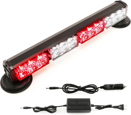 Vista 9 de Barra de luces estroboscópicas de emergencia alimentada por batería de 14.8 pulgadas para camiones/vehículos, recargable, inalámbrico, en la azotea