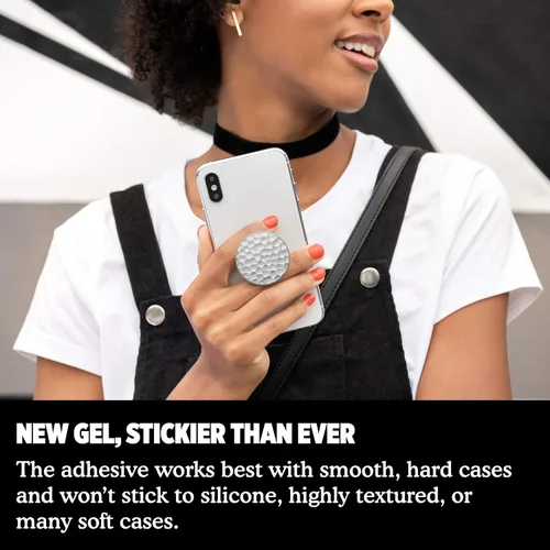 Vista 6 de PopSockets: PopGrip - Soporte extensible y agarre con tapa intercambiable para teléfonos y tabletas, metal martillado plateado