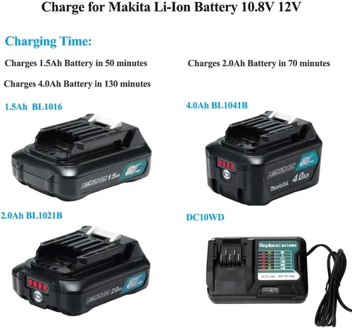 Vista 3 de DC10WD BL1015 Cargador de batería de repuesto para MAKITA 10.8V 12V BL1016 BL1021B BL1041B FD05 DT03 RJ03Z SH02Z PH04Z DC10SB cargador
