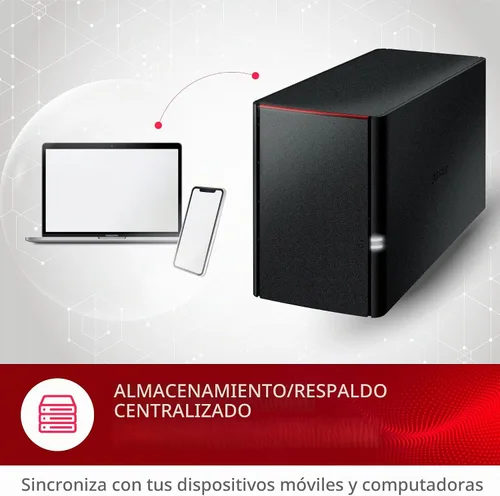 Vista 5 de BUFFALO LinkStation SoHo 220 2-Bay Personal Cloud Office NAS 4TB (2x2TB) con discos duros incluidos