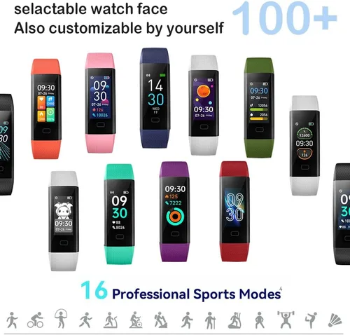 Vista 3 de Rastreador de actividad física con monitor de frecuencia cardíaca, contador de pasos/calorías, monitor de sueño, reloj inteligente, IP68, podómetro