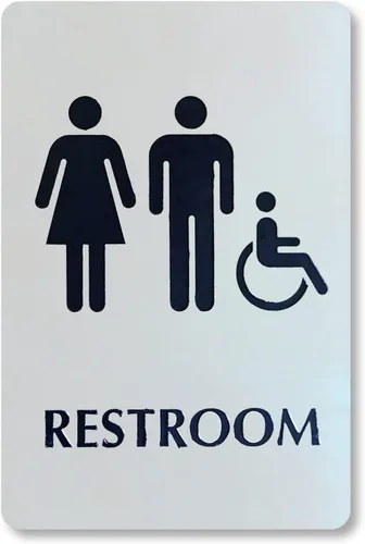 Vista 9 de SmartSign Letrero unisex de 6 x 9 pulgadas con pictogramas para silla de ruedas para hombres/mujeres/discapacitados, metal de latón de 40 mil