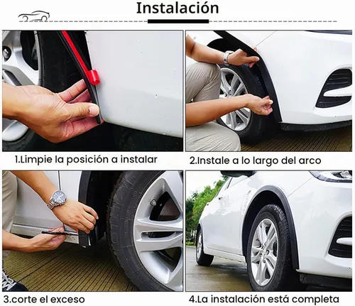 Vista 2 de 20 pies de borde de arco de rueda de coche, guardabarros acampanados, arcos de expansión de alerón, tira anticolisión para cejas de rueda de coche