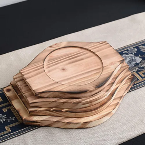 Vista 8 de BESTonZON Bandeja de madera para salvamanteles de hierro fundido