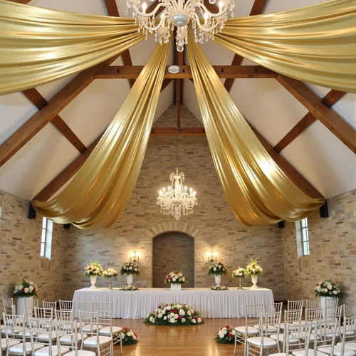 Vista 25 de Cortina de techo beige de 20 x 40 pies para bodas, 4 paneles sin arrugas, 40 pies de largo, cortinas drapeadas para bodas, cumpleaños y fiestas