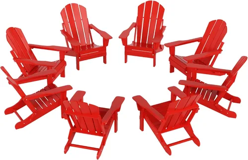 Vista 38 de WO Home Furniture Laguna Silla plegable Adirondack de polietileno de alta densidad, silla para patio para todo tipo de clima, para jardín al aire