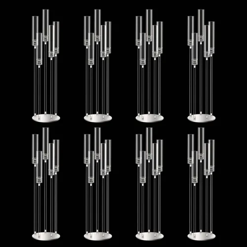 Vista 23 de Centros de mesa de candelabro negro de 35 pulgadas, 10 piezas, para mesas, 5 brazos, centros de mesa de boda para decoraciones