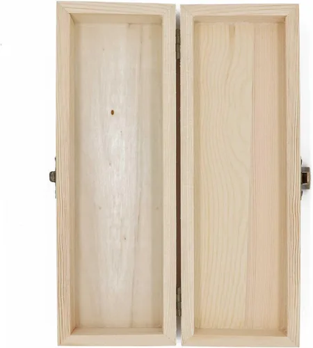 Vista 4 de Caja de madera sin acabar y sin pintar para lápices, rectangular. Caja de almacenamiento para herramientas y pinceles de artista, para bricolaje