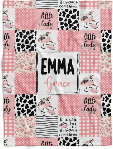 Vista 11 de Kingdora Manta de bebé personalizada con animales – Zoológico, selva, bosque y temática floral – Personalizada, Niñas