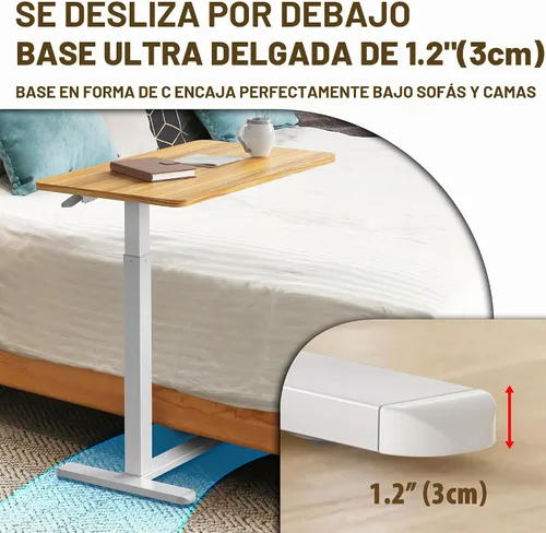 Vista 7 de SHW Escritorio móvil para portátil de altura ajustable con elevación