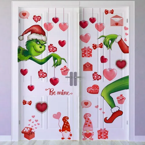 Vista 5 de Denylo pro Calcomanías para puerta del día de San Valentín, decoración de corazón de San Valentín, se aferra a la puerta, extraíble, romántico