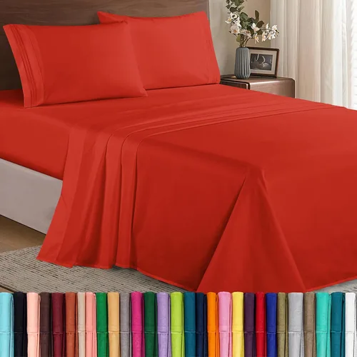 Vista 26 de Elegant Comfort - Juego de sábanas de microfibra de 1500 hilos de calidad hotelera prémium de 4 piezas - Resistente a arrugas, sábana bajera