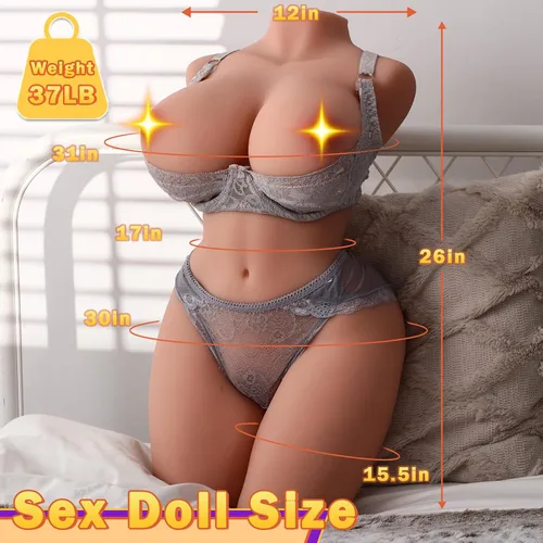 Vista 2 de Torso de Muñeca Sexual Femenina de Tamaño Real de 37 Libras, Masturbador Masculino, Muñecas Sexuales Realistas con Pechos Grandes, Coño y Culo