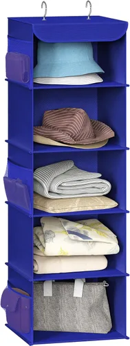 Vista 8 de Simple Houseware Organizador de armario colgante de 5 estantes, color negro