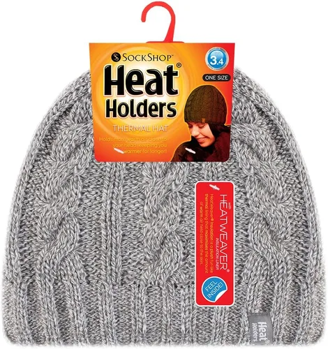 Vista 2 de Heat Holders - Gorro de invierno de punto trenzado térmico para mujer, 3,4 tog, talla única