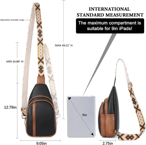 Vista 4 de Bolsos cruzados CLUCI para mujer y hombre, bolso bandolera de cuero, mochila de cuerpo cruzado para mujer, regalos para mujeres, cumpleaños, único
