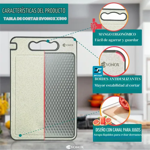 Vista 8 de Tabla de cortar de acero inoxidable para cocina, tabla de cortar de doble cara de grado alimenticio, ligera, apta para lavavajillas, fácil