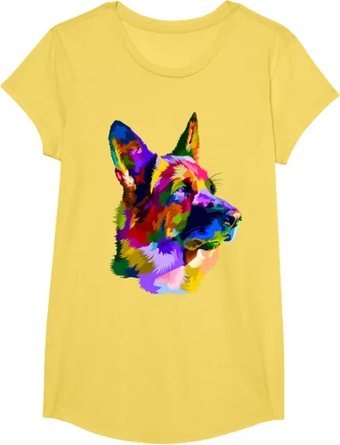 Vista 40 de Camiseta con retrato de pastor alemán para dueños de perros, Negro, S