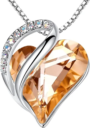 Vista 31 de Leafael - Collares para mujer, dije de corazón de amor infinito con cristales de piedra natal, cadena chapada en plata de 18 + 2 pulgadas, regalo