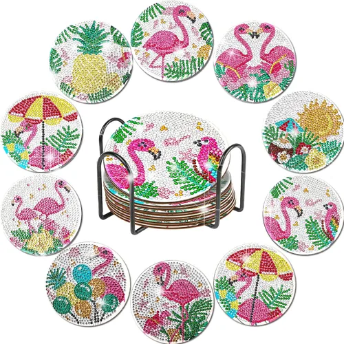 Vista 13 de Kit de 10 posavasos de pintura de diamantes de mariposa con soporte para principiantes, adultos y niños, suministros de arte de primavera para regalo