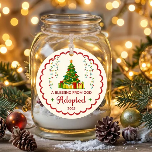 Vista 3 de Regalos de adopción, adorno de Navidad adoptado 2025, regalos del día de Gotcha para la familia, nuevos padres adoptivos, primer regalo
