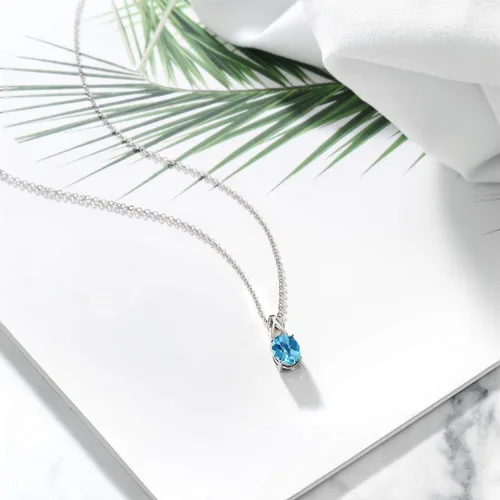 Vista 128 de Gem Stone King Collar de plata de ley 925 con piedra natal ovalada de 0.354 x 0.276 in Collar con colgante solitario para mujer Con cadena