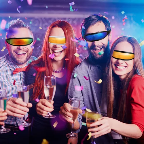 Vista 6 de Yunsailing 16 pares de lentes de sol futuristas estrechos de cíclope UV 400 gafas de sol robóticas frescas gafas futuristas con lente