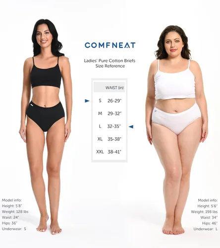 Vista 6 de Comfneat Paquete de 6 calzoncillos de algodón puro de cintura alta para mujer