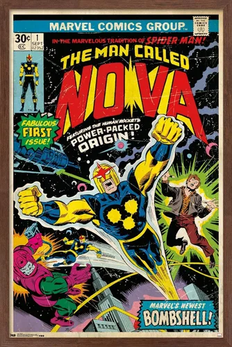 Vista 9 de Trends International Marvel Comics Nova - Póster de pared con portada #1, 14.725 x 22.375 pulgadas, versión enmarcada de madera de granero