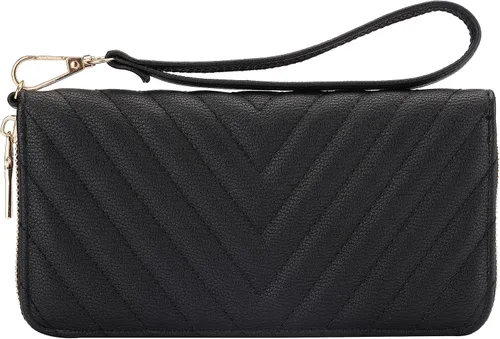 Vista 2 de Brentano - Cartera de cuero vegano con cierre de cremallera y correa extraíble para la muñeca, Negro