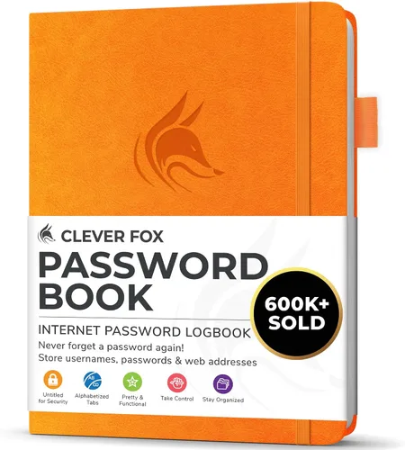 Vista 40 de Clever Fox Libro de contraseñas con pestañas alfabéticas, 4"x5.5" Keeper