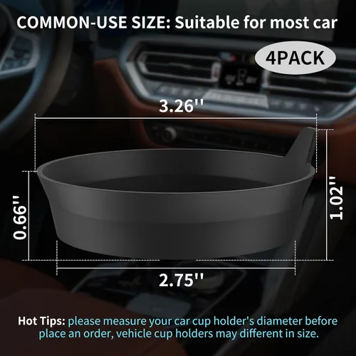Vista 2 de ME.FAN Posavasos para Portavasos de Coche [Paquete de 4] Alfombrillas de Silicona para Tazas, Accesorios Interiores Universales Antideslizantes