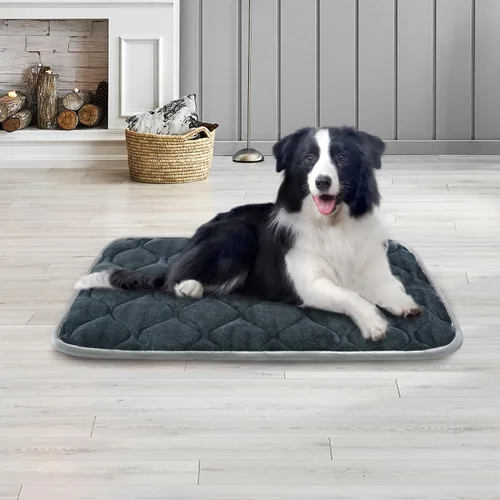 Vista 2 de Furrybaby - Alfombrilla para jaula de perro con base antideslizante lavable a máquina, tapete plano para camita de mascota para dormir