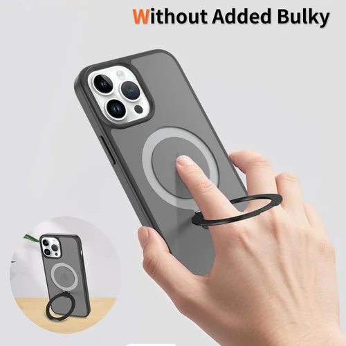 Vista 6 de Funda con soporte ultra magnético para iPhone 14 Pro [protección militar contra caídas] [compatible con MagSafe] a prueba de golpes, translúcida