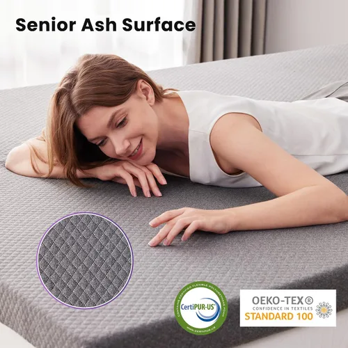 Vista 3 de SINWEEK Cubrecolchón de espuma viscoelástica de gel de 2 pulgadas, tamaño Twin, almohadilla ventilada de alta densidad para dolor de espalda