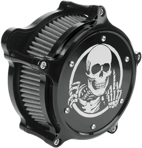Vista 5 de Filtros de filtro de aire para motocicleta, kit de filtro de aire estilo calavera, apto para Harley FLHR Road King FLHX Street Glide FLTRX Road